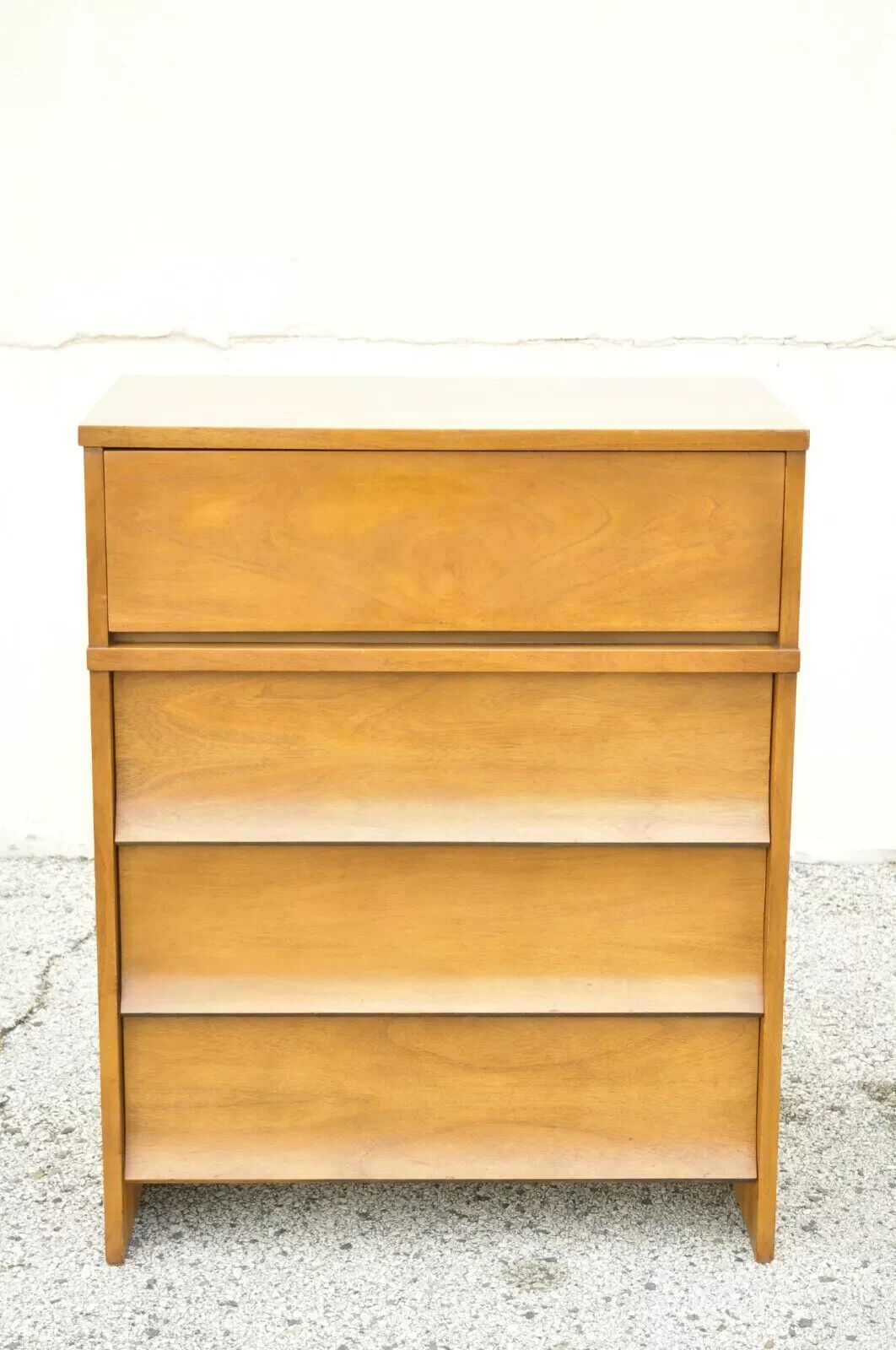 Johnson Carper Mid Century Modern Walnut Formica Top 4 Drawer Chest Dresser