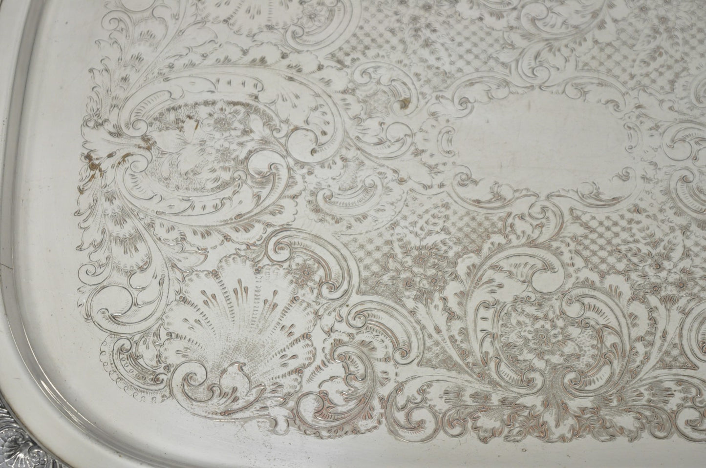 English Victorian Silver Plated Twin Handle Butlers Serving Platter Bar Tray