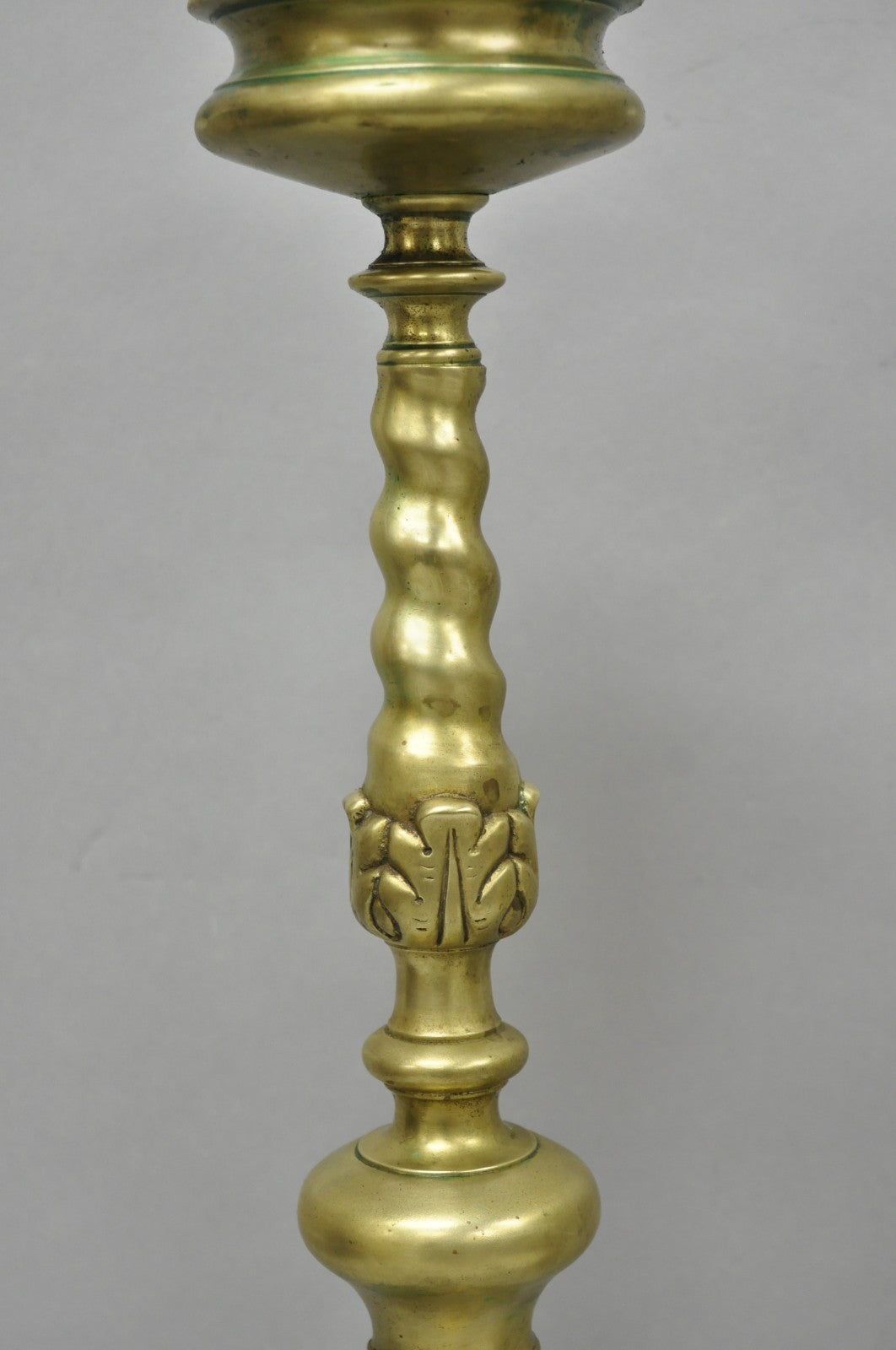 Vintage French Renaissance Brass Figural Candlestick Pricket Candleholder a Pair