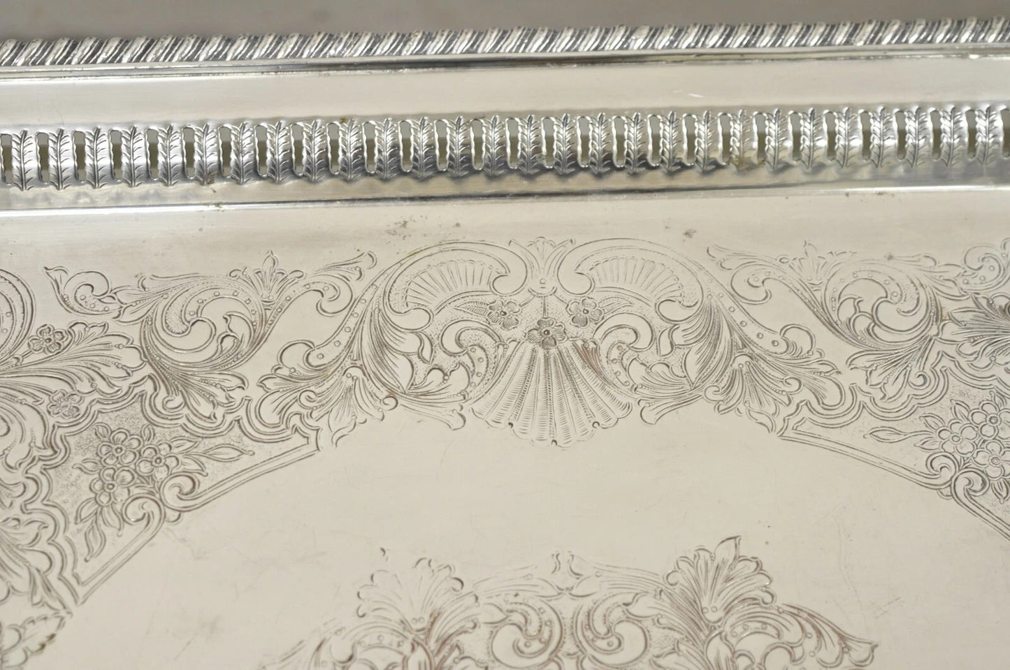 Antique English Victorian Rectangular Silver Plated Platter Bar Tray on Paw Feet