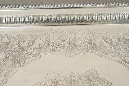 Antique English Victorian Rectangular Silver Plated Platter Bar Tray on Paw Feet