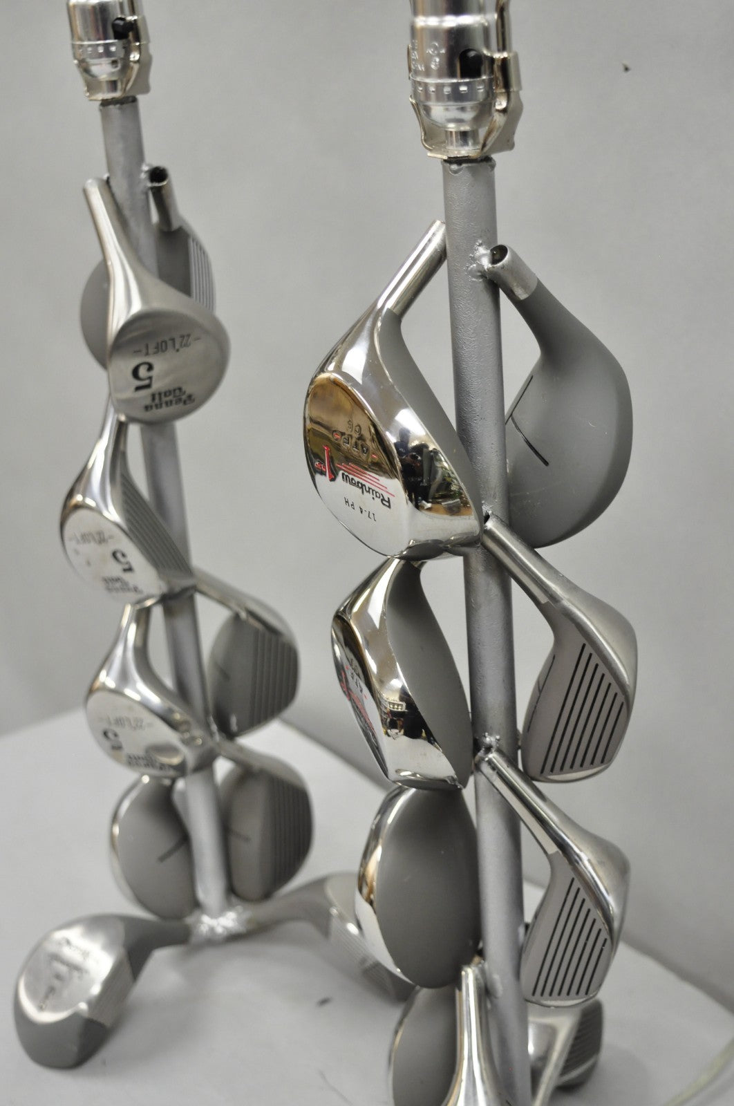 Decorative Modern Real Golf Club Mancave Game Room Table Lamps - a Pair