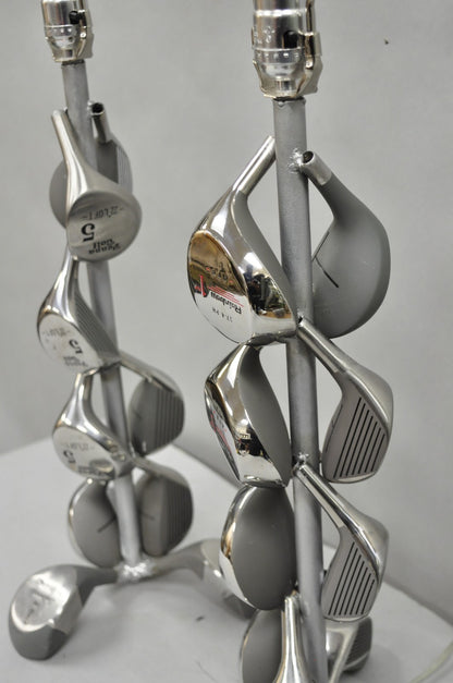 Decorative Modern Real Golf Club Mancave Game Room Table Lamps - a Pair