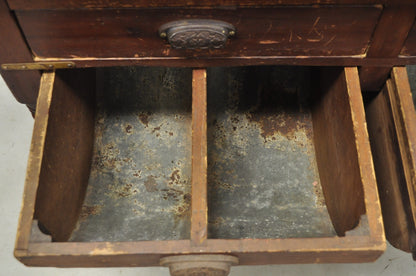 Antique French Country Primitive Possum Belly Pine Wood Bakers Work Table