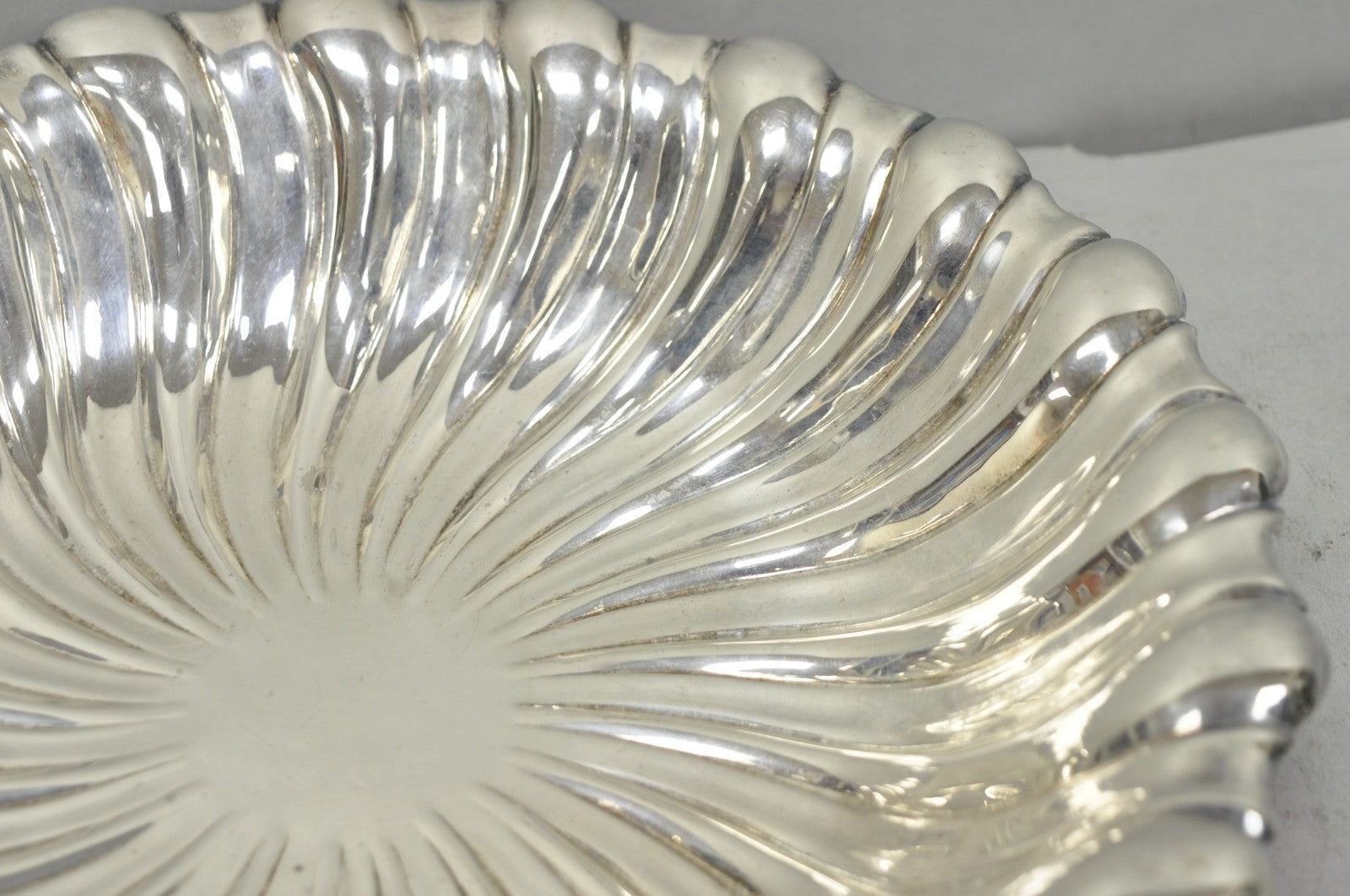 Vintage Mid Century Modern Swirl Pattern Silver Plated Centerpiece Fruit Bowl