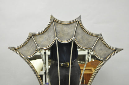 Contemporary Mediterranean Style Silver Gilt Iron Metal Mirror Fireplace Screen