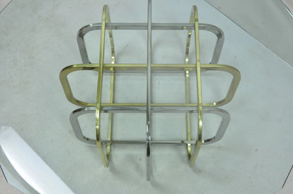 Mid Century Modern Pierre Cardin Style Brass & Chrome Glass Top Coffee Table