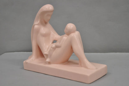 Vintage Royal Haeger "Mother and Child" Pale Pink Ceramic Statue Sculpture
