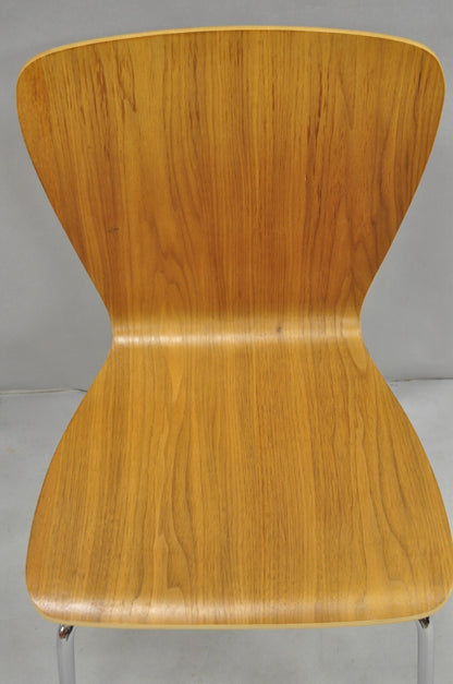 Crate & Barrel Felix Walnut Dining Side Chairs Mid Century Modern Style Set of 6
