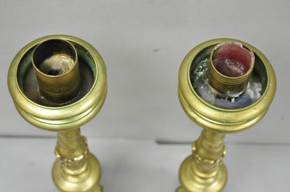 Vintage French Renaissance Brass Figural Candlestick Pricket Candleholder a Pair