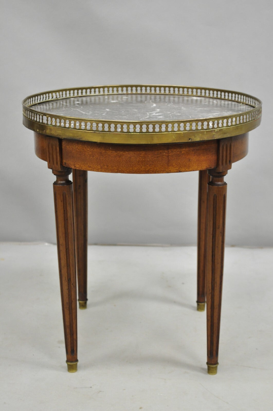 Antique French Louis XVI Round Marble Top Small Bouillotte Drinks Side Table