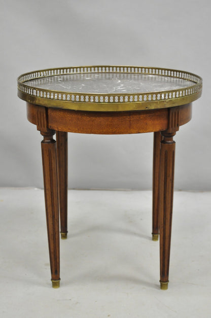 Antique French Louis XVI Round Marble Top Small Bouillotte Drinks Side Table