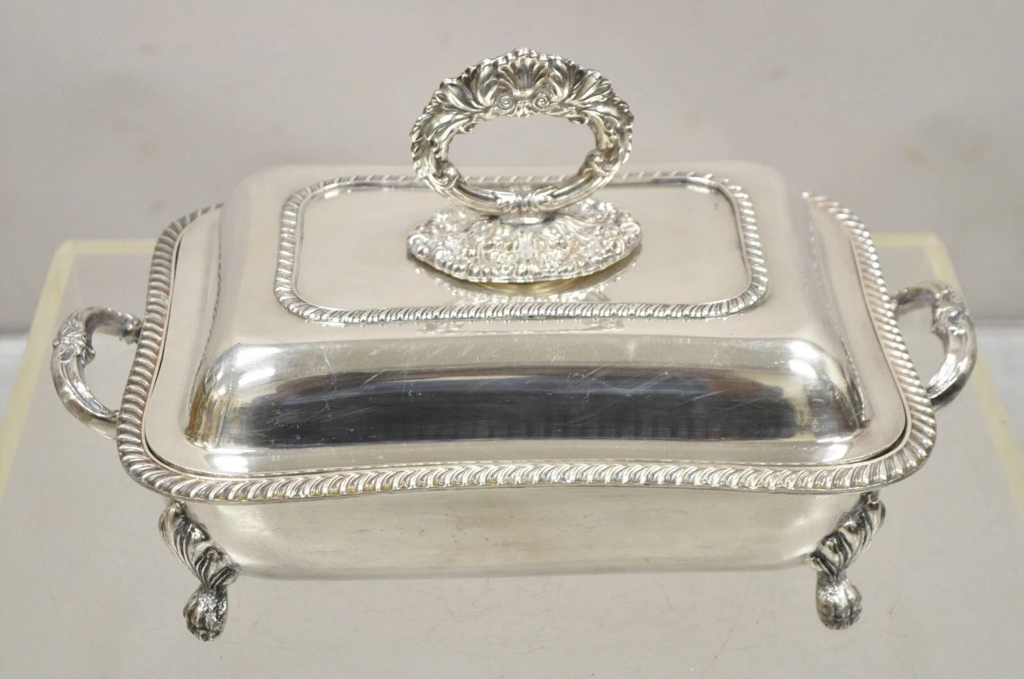 Antique English Victorian Sheffield Silver Plated Lidded Warmer Serving Platter
