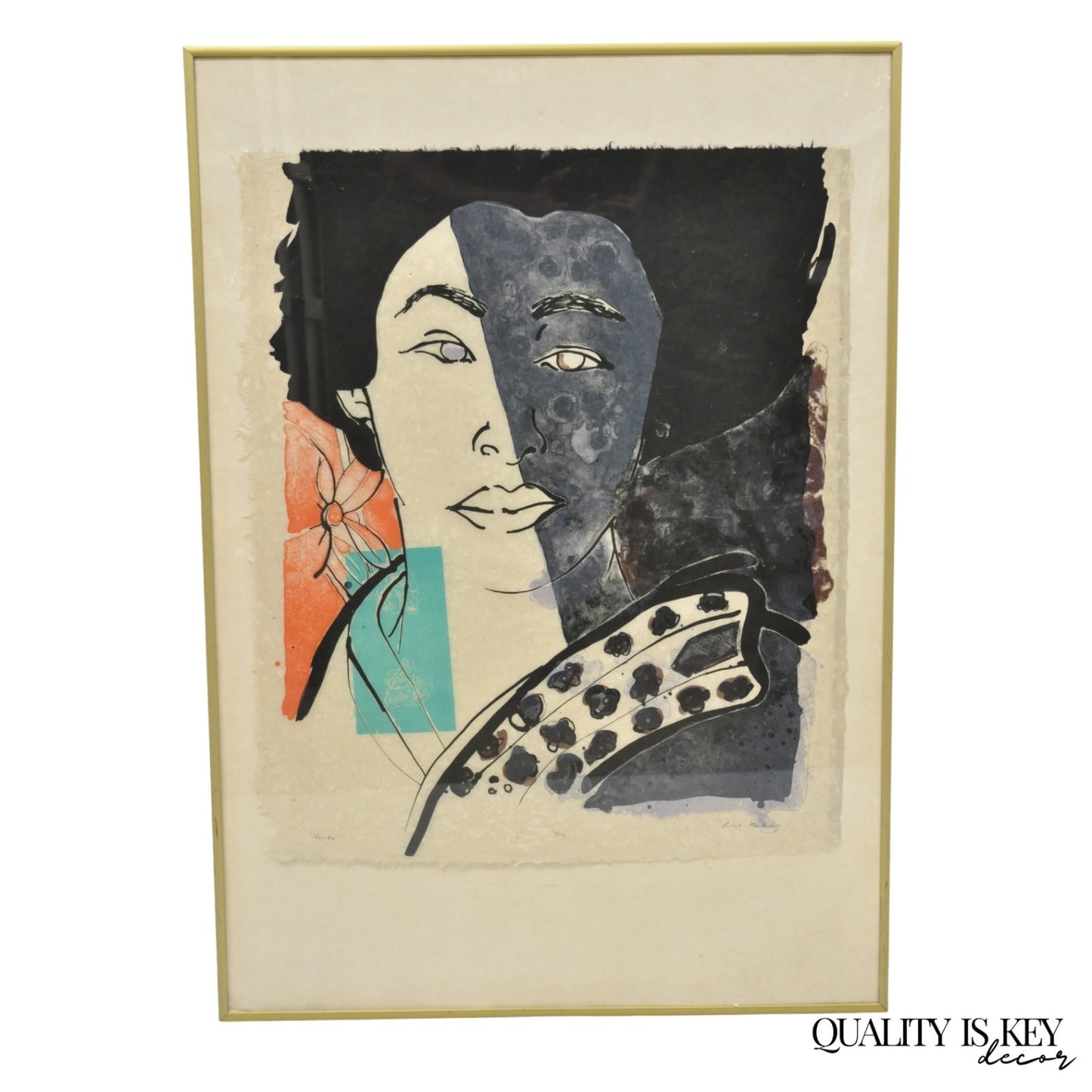 Vintage Robert Kushner 1986 Signed Lithograph Print "Hiroko" for Brooklyn Museum
