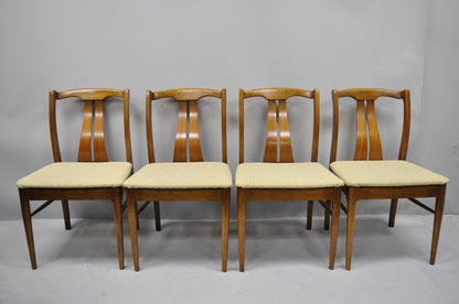 Vintage Mid Century Modern Curved Sculpted Walnut Dining Side Chairs - Set of 4