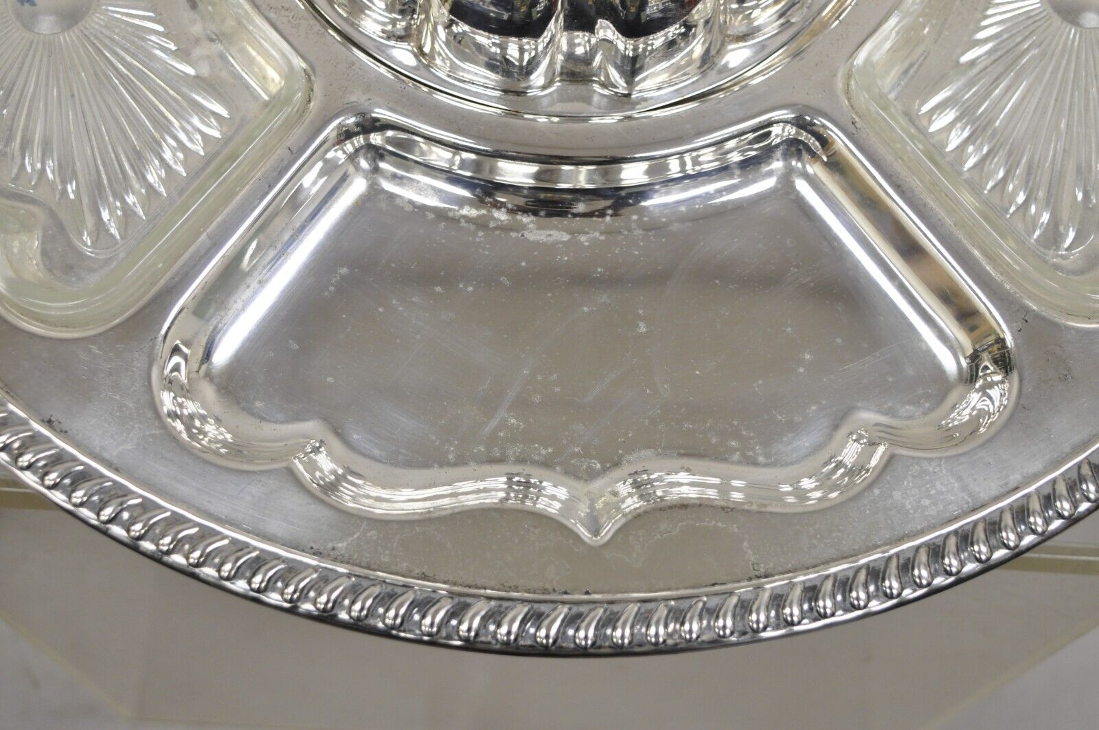 Vintage Victorian Silver Plated Lazy Susan Revolving Serving Platter Tray