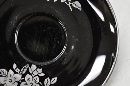 Vintage Rockwell Black Amethyst Glass Creamer Sugar Set Sterling Silver Overlay