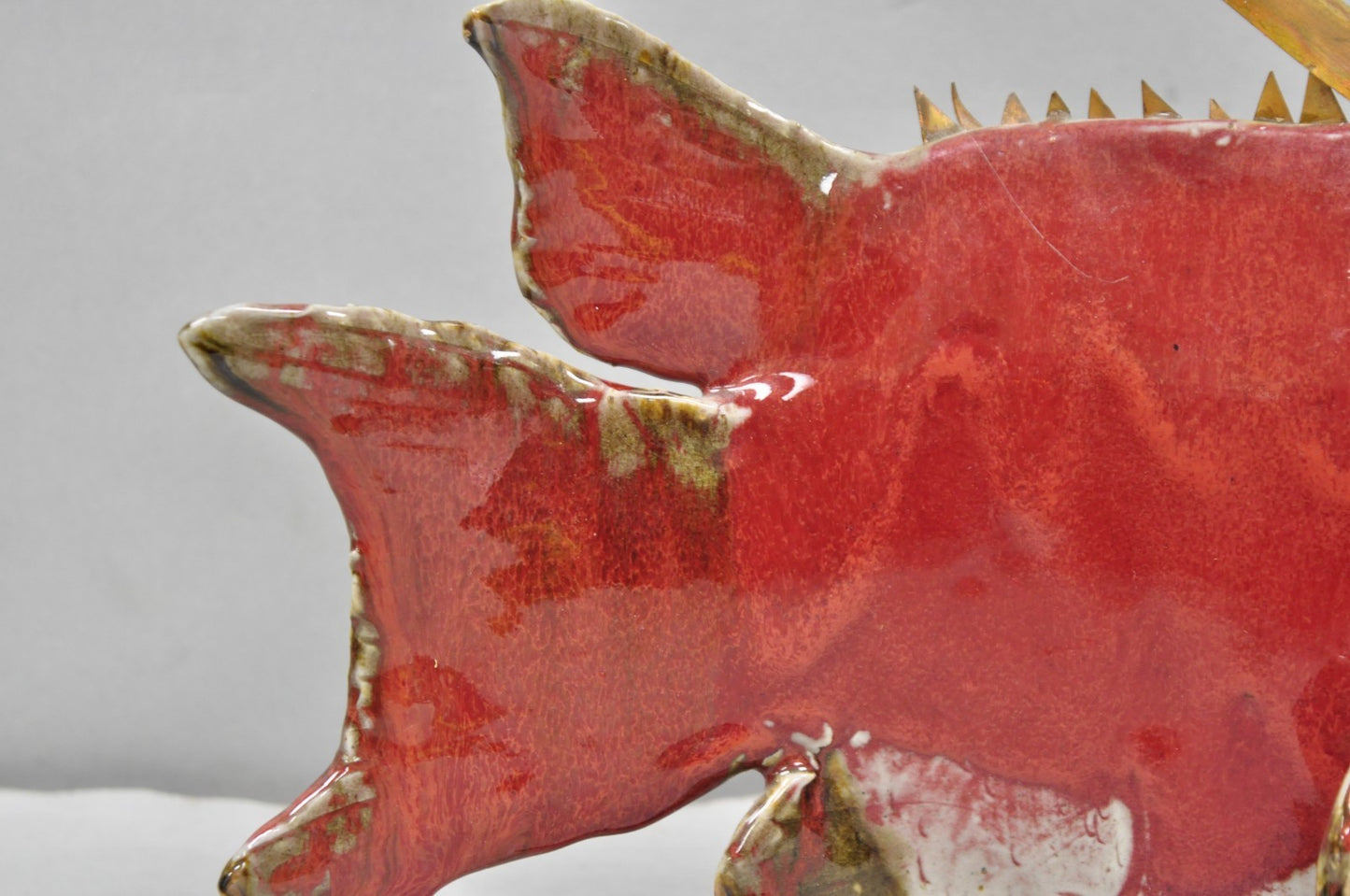 Vintage Mid Century Modern Ceramic Pottery Red Fish by Harry Guthrie Phillips