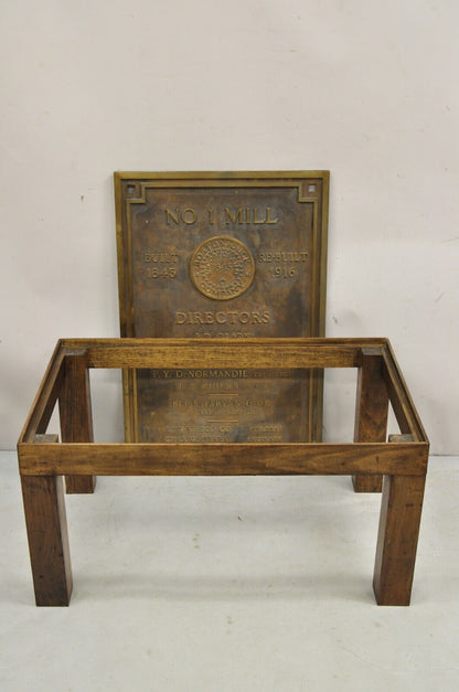 Antique 'Boston Duck Company (1845)' Large Bronze Plaque Custom Coffee Table