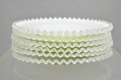 Vintage Fenton Silver Crest 12" Milk Glass Ruffled Edge Plate Platter - Set of 6