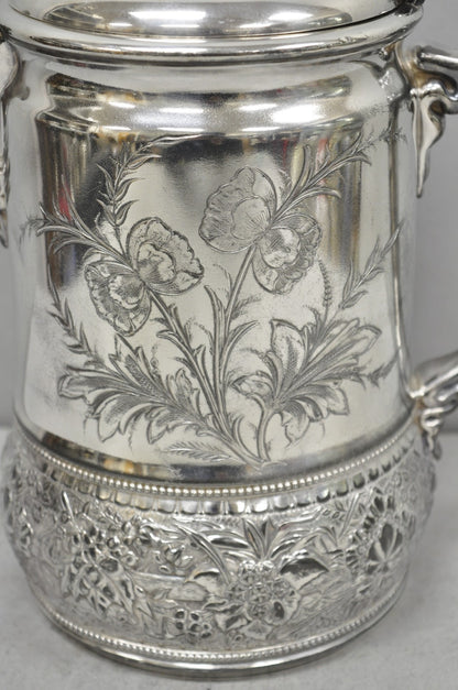 Wilcox Silver Plate Co Art Nouveau Silver Plated Duck Handle Coffee Pot Pitcher