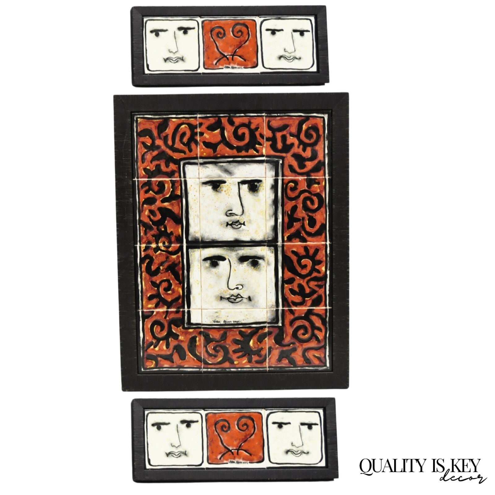 Modern Pablo Picasso Style Ceramic Tile Wall Art Set, Victor Alves 2009 - 3 Pcs