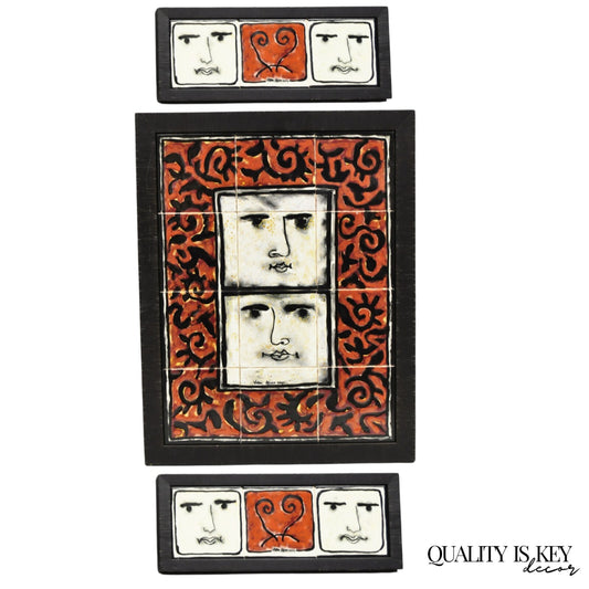 Modern Pablo Picasso Style Ceramic Tile Wall Art Set, Victor Alves 2009 - 3 Pcs