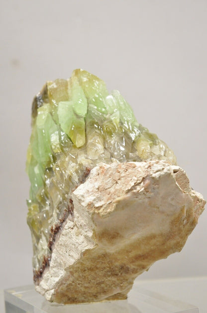 Large Green Calcite Quartz Mineral Geode Specimen Sculpture by Brenda Houston