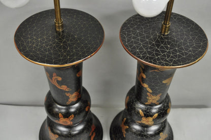 Louis Baldinger & Sons Contemporary Black & Gold Painted Table Lamps - a Pair