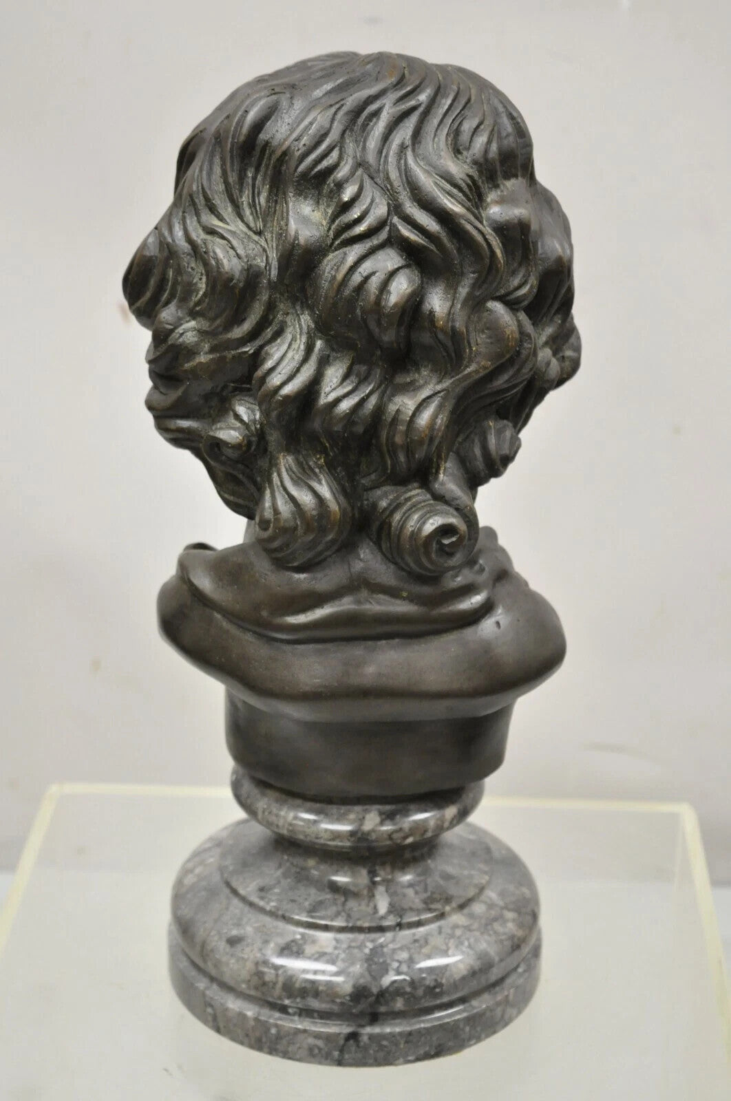 Maitland Smith Victorian Style 19" Bronze Boy Bust Head Sculpture on Marble Base