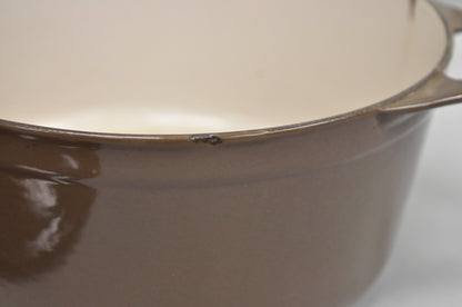 Vintage Cousances France Enameled Cast Iron Dutch Oven Pot Chocolate Brown # 22