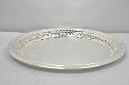 Vintage Leonard Silver Plated Pierced Gallery 12" Round Serving Platter Tray