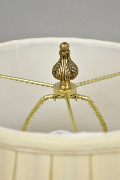 Vintage French Regency Style Brass Swans Candelabra Table Lamps - a Pair