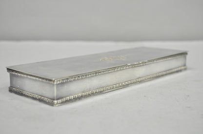 Vintage English Regency Silver Plated Narrow Vanity Dresser Jewelry Box - a Pair