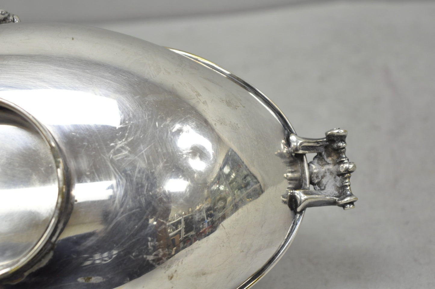 Vintage Regency Style Italian ARG 1000 Silver Plated Compote Fruit Bowl w/ Faces