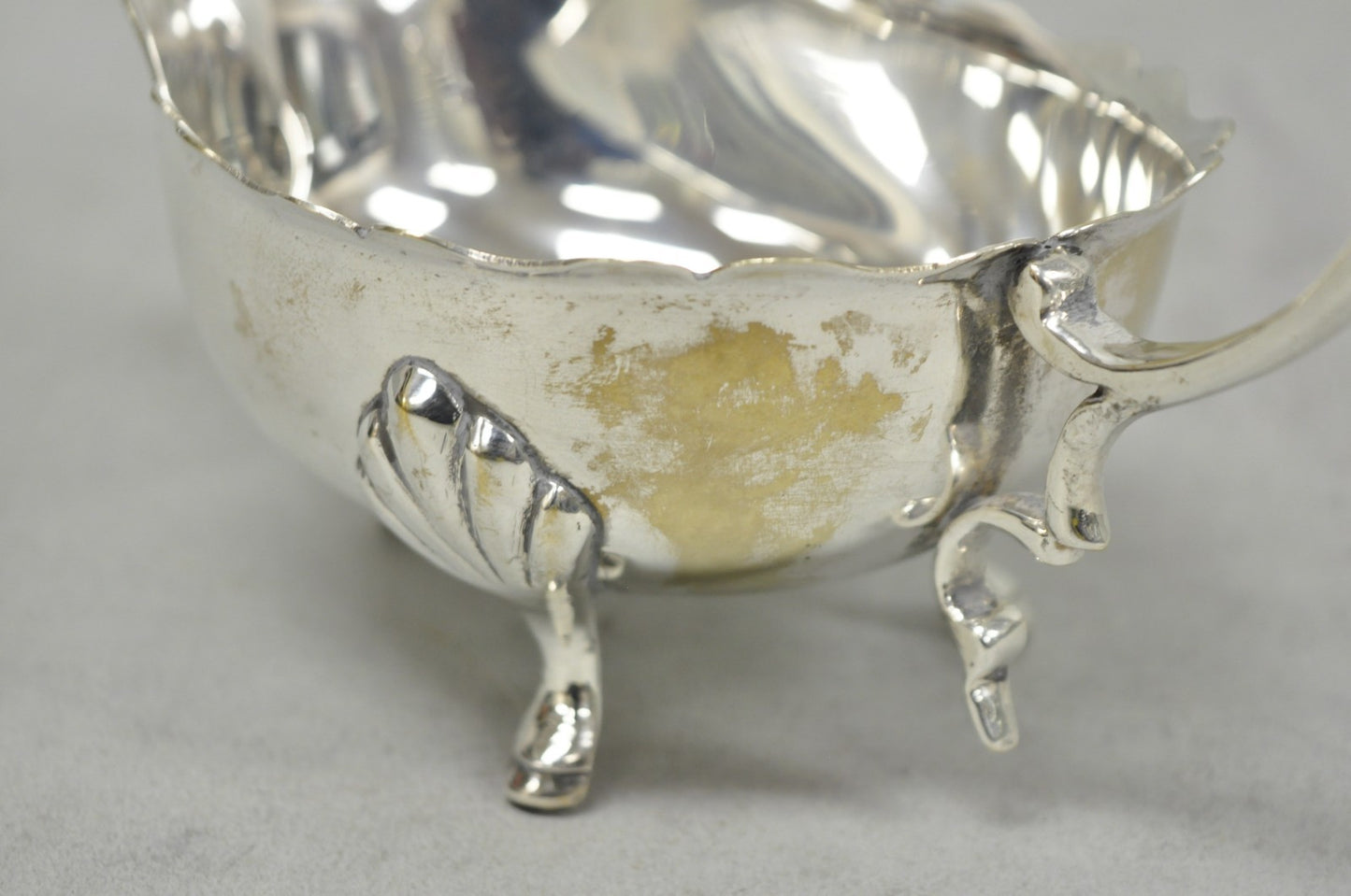 Vintage Victorian Style Silver Plated Footed Gravy Sauce Boat With Handle