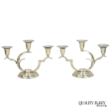 Salvador de la Serna Art Deco Sculptural 925 Sterling Silver Candlestick - Pair