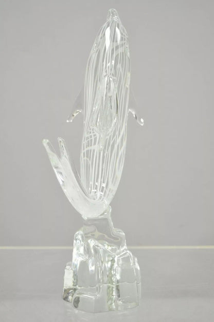 Vintage Vetri Murano Crystal Glass 9" Italian Dolphin Fish Figure Sculpture