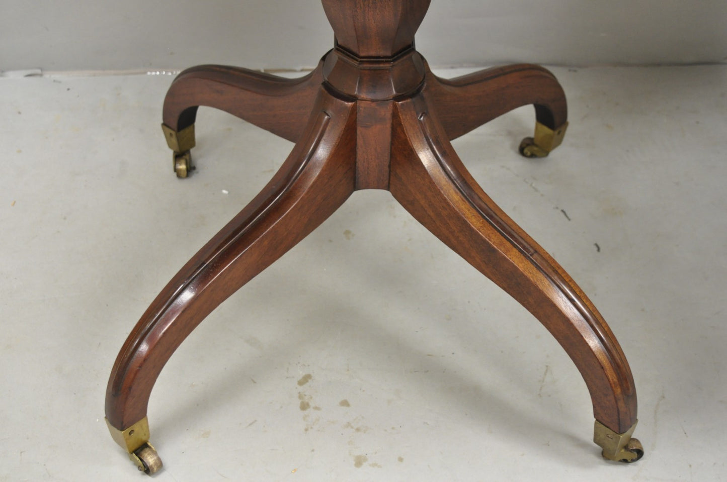 Vintage English Regency Leather Top Mahogany Drum End Table w/ 4 Drawers - Pair