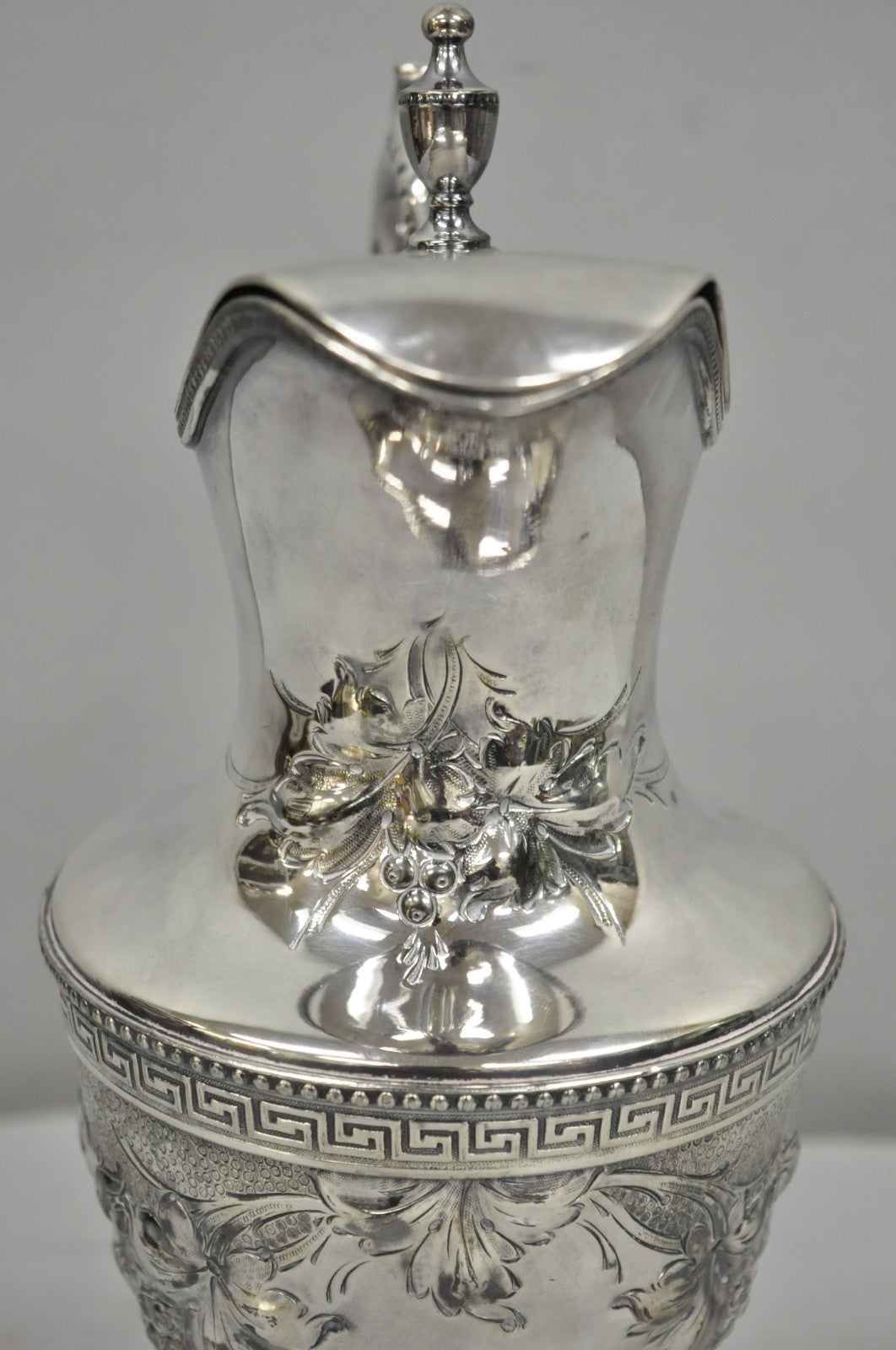 Antique English Victorian Silver Plated Floral Repousse Coffee Pot Teapot