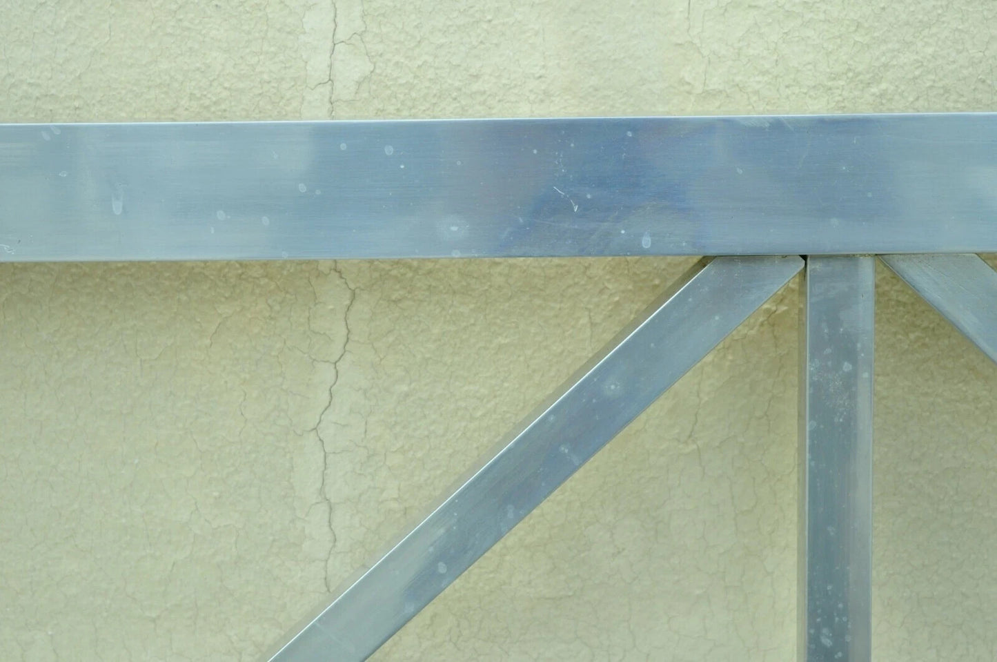 Mid Century Modern Aluminum Metal Finial Post X-Frame Queen Size Bed Headboard