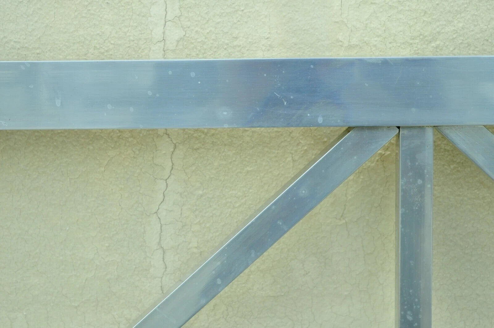 Mid Century Modern Aluminum Metal Finial Post X-Frame Queen Size Bed Headboard