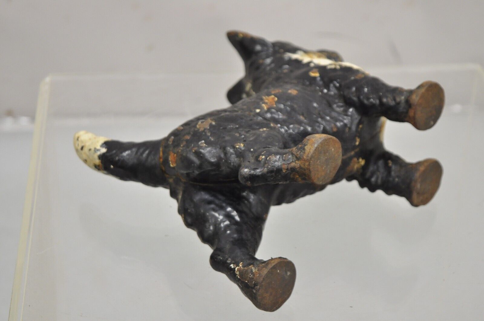 Antique Victorian Cast Iron Small Scottie Dog Metal Black Painted Door Stop