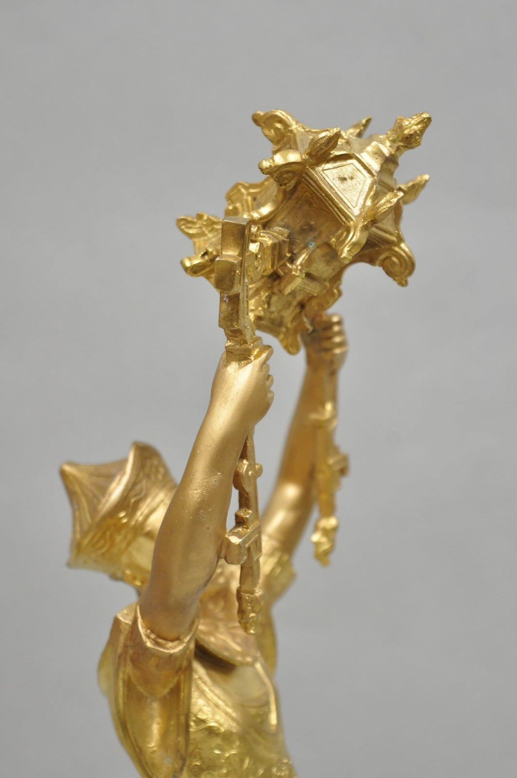 Antique Orientalist Gold Gilt Bronze Figural Male and Female Candlesticks - Pair