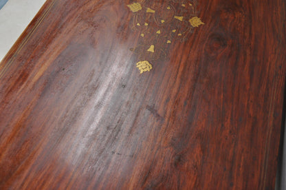 Vintage Anglo Indian Campaign Style Hardwood Curule Writing Desk w/ Brass Inlay