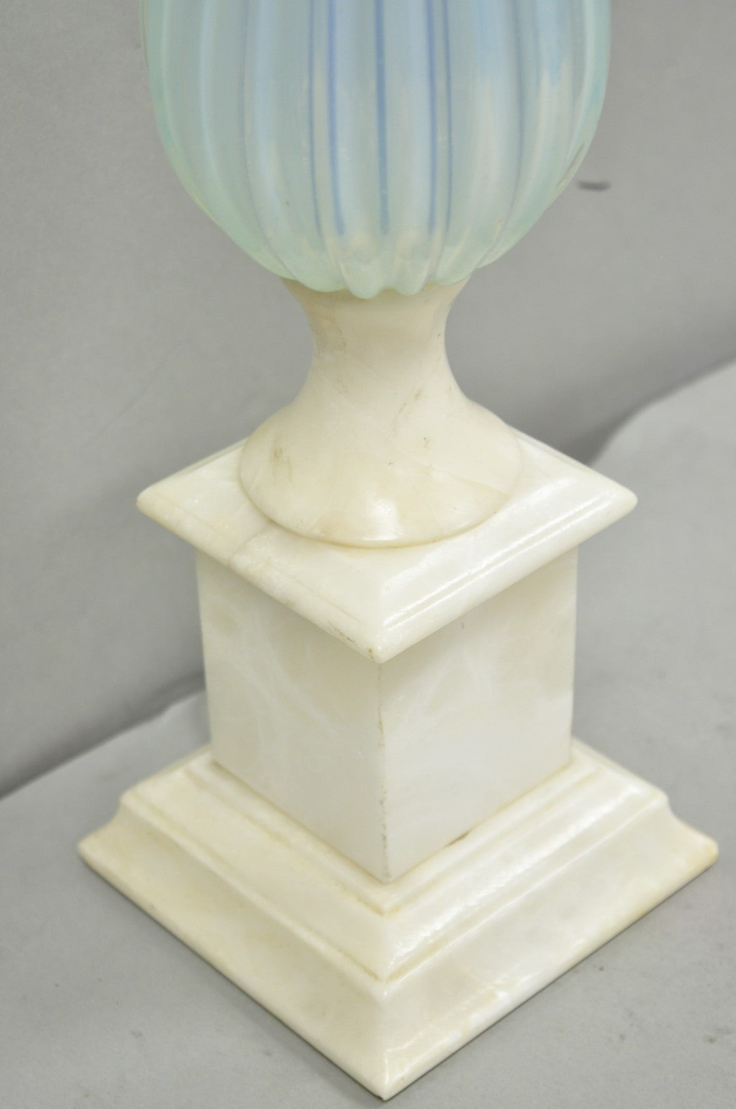 Vintage Murano Italian Mid Century Modern Blue Blown Glass Marble Table Lamp