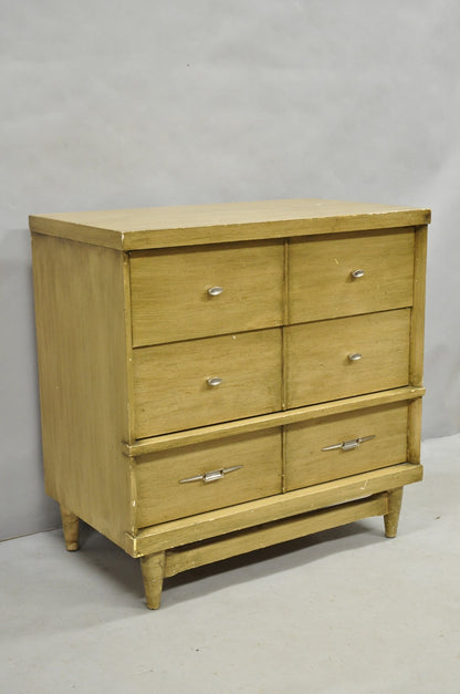 Vintage Mid Century Modern Blonde Wood 3 Drawer Dresser Commode Chest Nightstand