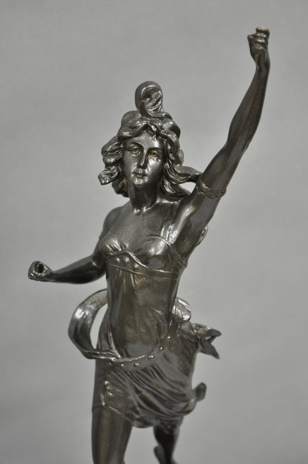 Antique French Renaissance "Le Force & Le Pouvoir" Spelter Metal Sculpture Pair