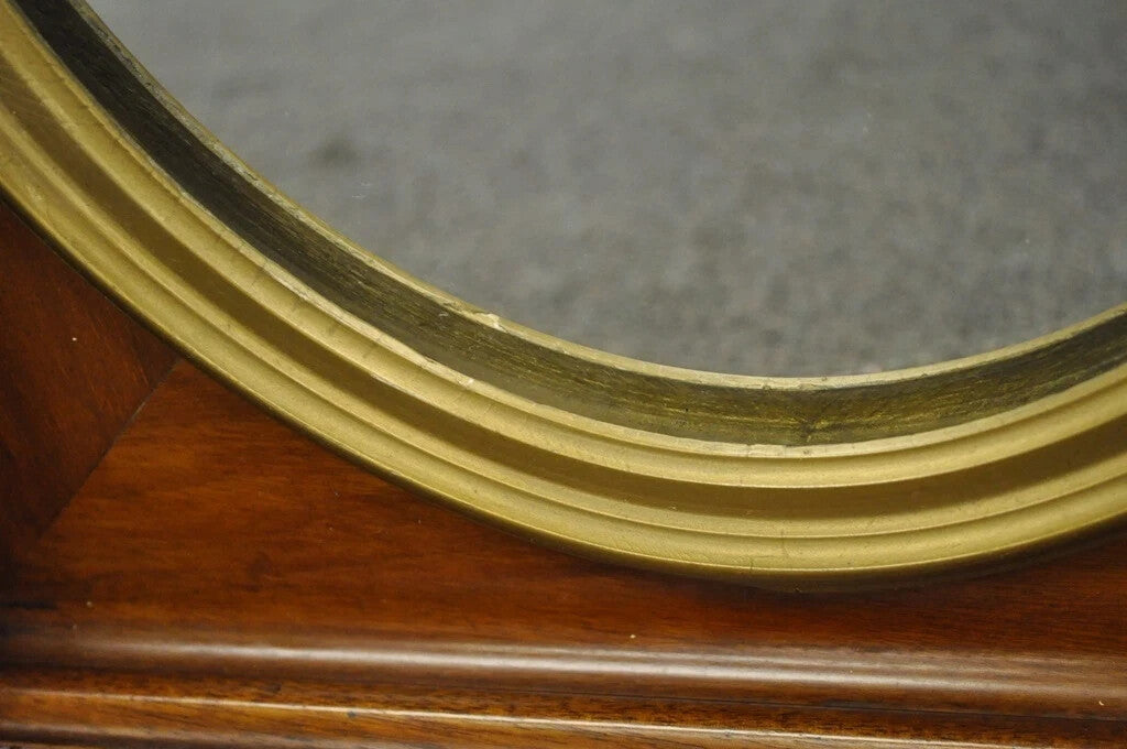 Antique Black Forest Victorian Faux Bois Carved Mahogany Gold Gilt Wall Mirror