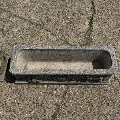 Vintage Neoclassical Style Concrete Cherub 36" Long Garden Planter Pots - a Pair